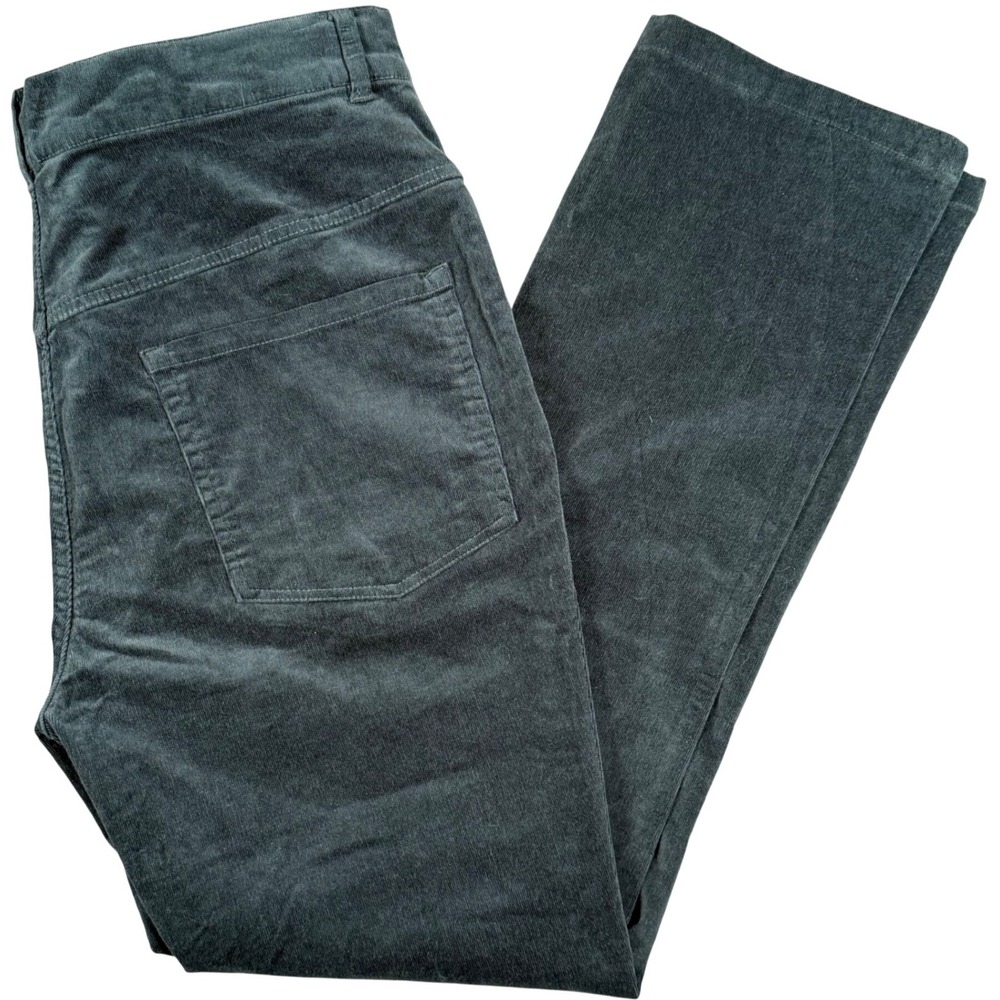 Y2K Retro Corduroy Pants Sz 14W High Rise Forest Green Bootcut Stretch Workwear